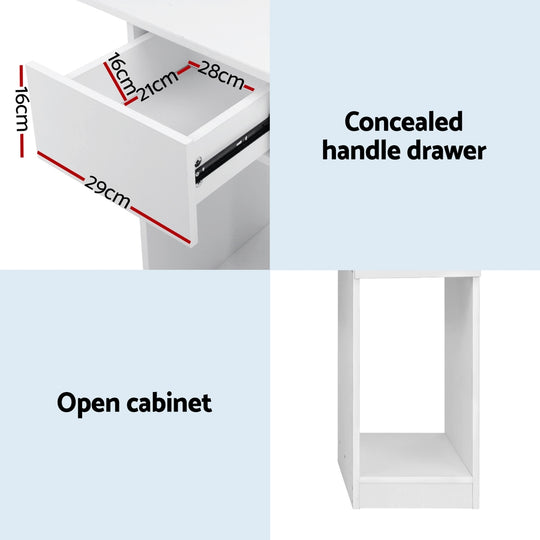 Artiss Computer Desk Bookshelf Drawer Cabinet White 120Cm