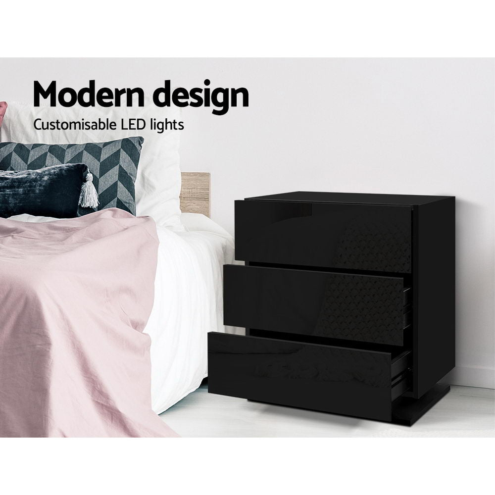 DSZ Product, feed-cond-new, feed-sl-DSZ Freight Payable, newArtiss Bedside Table Led 3 Drawers - Mori Black - Premium Furniture > Bedroom > Bedside Tables from Artiss ! Shop Online Buy Now at S & D's Value Store Family Business Best Customer ServiceDSZ Product, feed-cond-new, feed-sl-DSZ Freight Payable, new