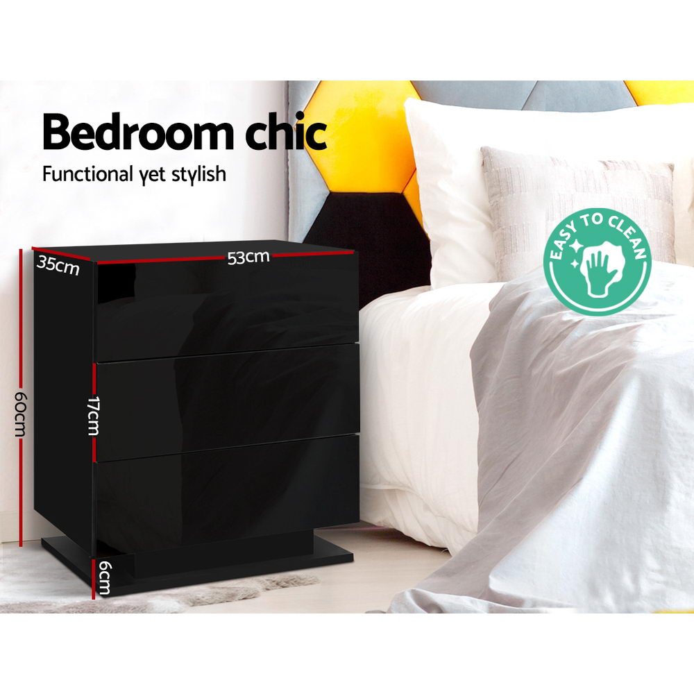 DSZ Product, feed-cond-new, feed-sl-DSZ Freight Payable, newArtiss Bedside Table Led 3 Drawers - Mori Black - Premium Furniture > Bedroom > Bedside Tables from Artiss ! Shop Online Buy Now at S & D's Value Store Family Business Best Customer ServiceDSZ Product, feed-cond-new, feed-sl-DSZ Freight Payable, new