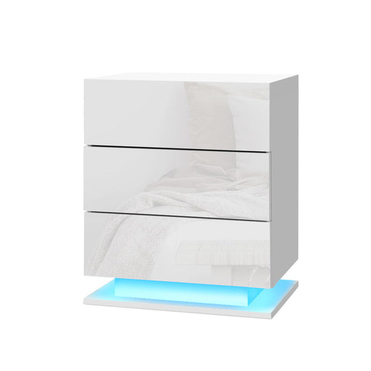 DSZ Product, feed-cond-new, feed-sl-DSZ Freight Payable, newArtiss Bedside Table Led 3 Drawers - Mori White - Premium Furniture > Bedroom > Bedside Tables from Artiss ! Shop Online Buy Now at S & D's Value Store Family Business Best Customer ServiceDSZ Product, feed-cond-new, feed-sl-DSZ Freight Payable, new