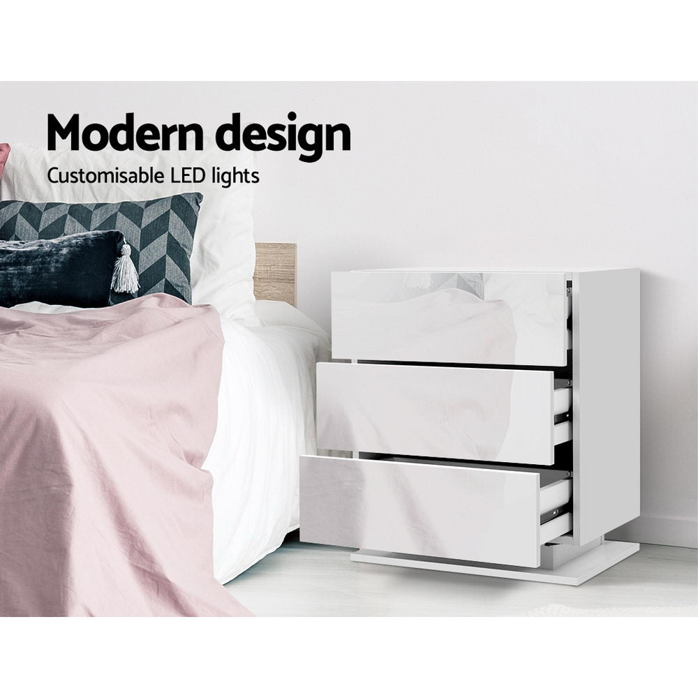 DSZ Product, feed-cond-new, feed-sl-DSZ Freight Payable, newArtiss Bedside Table Led 3 Drawers - Mori White - Premium Furniture > Bedroom > Bedside Tables from Artiss ! Shop Online Buy Now at S & D's Value Store Family Business Best Customer ServiceDSZ Product, feed-cond-new, feed-sl-DSZ Freight Payable, new