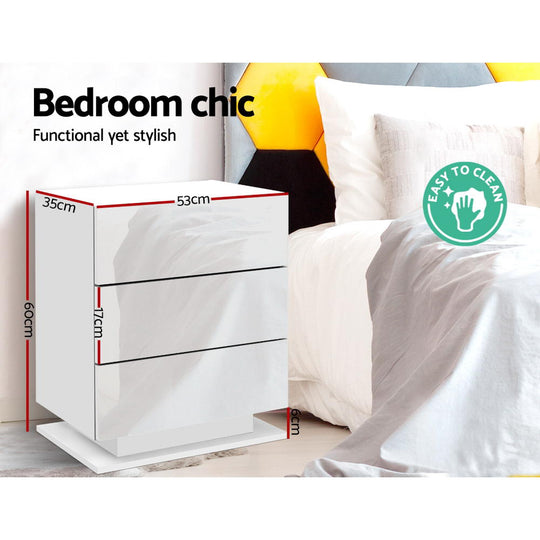 DSZ Product, feed-cond-new, feed-sl-DSZ Freight Payable, newArtiss Bedside Table Led 3 Drawers - Mori White - Premium Furniture > Bedroom > Bedside Tables from Artiss ! Shop Online Buy Now at S & D's Value Store Family Business Best Customer ServiceDSZ Product, feed-cond-new, feed-sl-DSZ Freight Payable, new