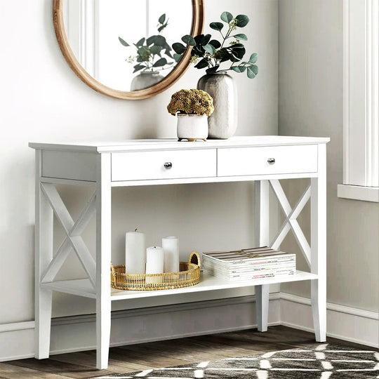 DSZ Product, feed-cond-new, feed-sl-DSZ Freight Payable, newArtiss Console Table 2 Drawers 100Cm White Chole - Premium Furniture > Office > Desks from Artiss ! Shop Online Buy Now at S & D's Value Store Family Business Best Customer ServiceDSZ Product, feed-cond-new, feed-sl-DSZ Freight Payable, new