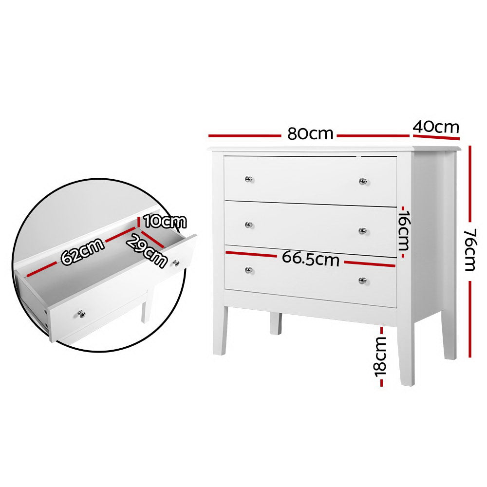 DSZ Product, feed-cond-new, feed-sl-DSZ Freight Payable, newArtiss 3 Chest Of Drawers - Brittany White - Premium Furniture > Bedroom > Dressers from Artiss ! Shop Online Buy Now at S & D's Value Store Family Business Best Customer ServiceDSZ Product, feed-cond-new, feed-sl-DSZ Freight Payable, new