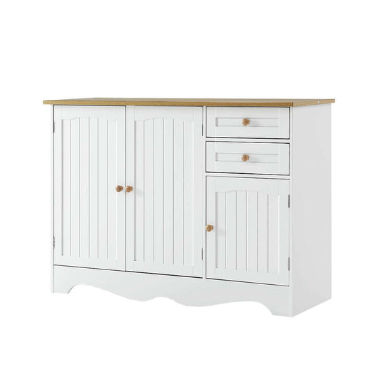 Artiss Berne White Buffet Sideboard with 3 Doors and 2 Drawers, ideal for kitchen, living room, dining room, entryway storage