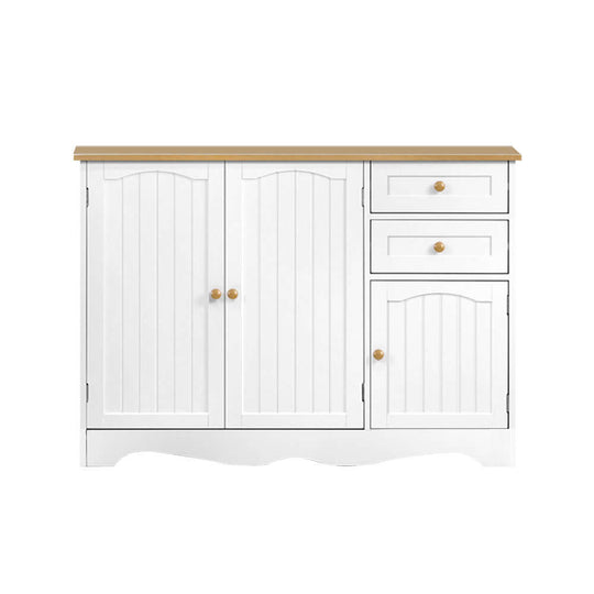 Artiss Berne White Buffet Sideboard with 3 Doors and 2 Drawers for Kitchen and Living Room Storage