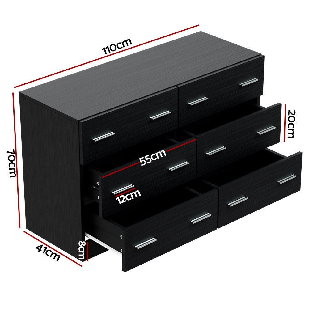 DSZ Product, feed-cond-new, feed-sl-DSZ Freight Payable, newArtiss 6 Chest Of Drawers - Veda Black - Premium Furniture > Bedroom > Dressers from Artiss ! Shop Online Buy Now at S & D's Value Store Family Business Best Customer ServiceDSZ Product, feed-cond-new, feed-sl-DSZ Freight Payable, new