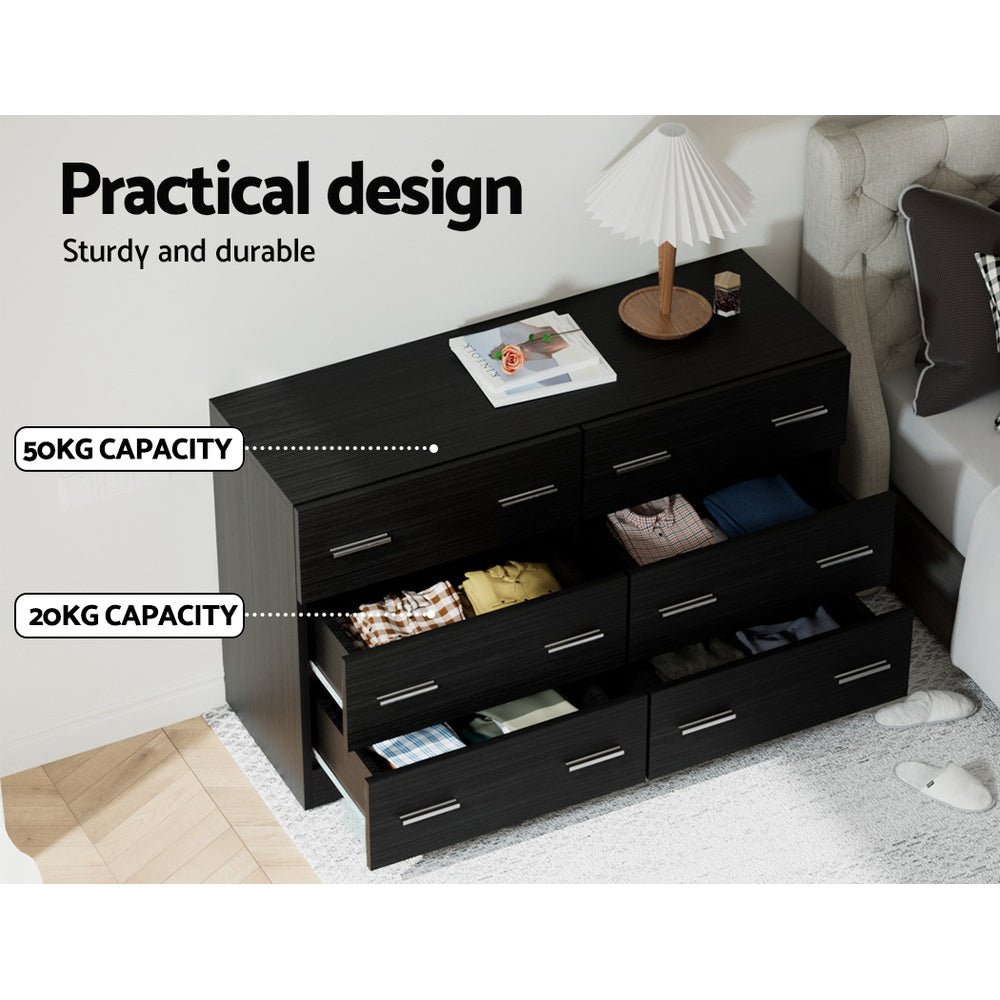 DSZ Product, feed-cond-new, feed-sl-DSZ Freight Payable, newArtiss 6 Chest Of Drawers - Veda Black - Premium Furniture > Bedroom > Dressers from Artiss ! Shop Online Buy Now at S & D's Value Store Family Business Best Customer ServiceDSZ Product, feed-cond-new, feed-sl-DSZ Freight Payable, new