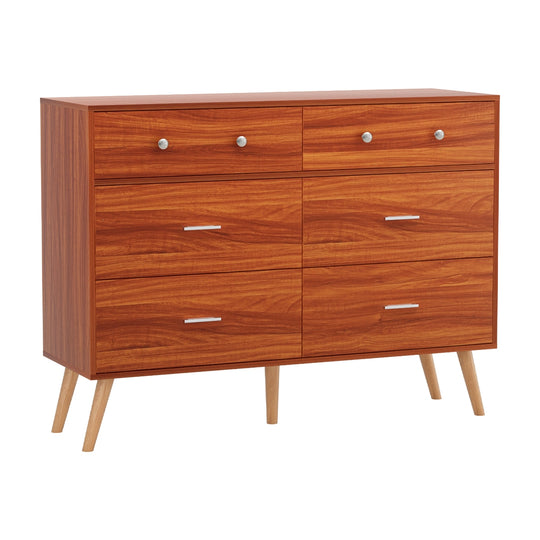 Artiss 6 Chest of Drawers in Walnut finish with six spacious drawers and sleek metal handles, perfect for affordable style.