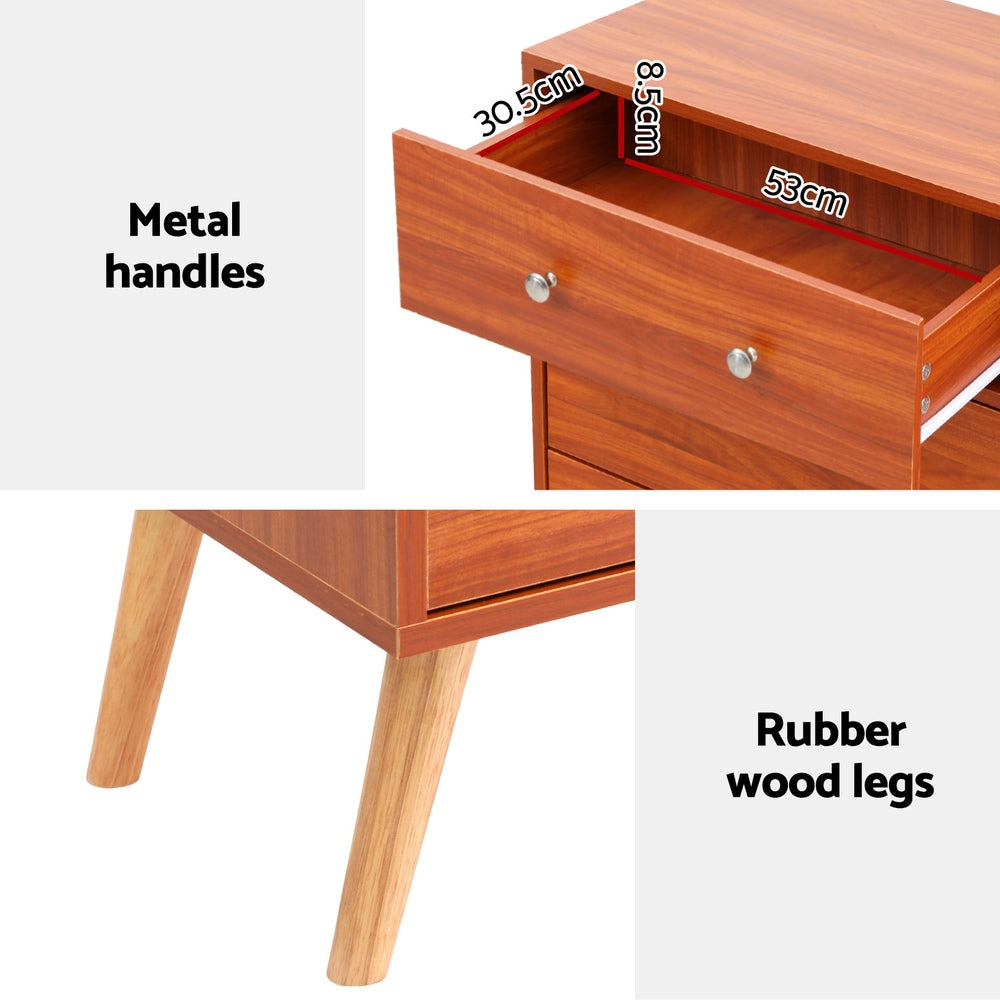 Artiss 6 Chest of Drawers showing metal handles and rubber wood legs for affordable, stylish storage solutions.