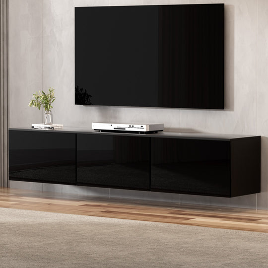 DSZ Product, feed-cond-new, feed-sl-DSZ Freight Payable, newArtiss Floating Entertainment Unit Tv Cabinet High Glossy Black 3 Cabinets 200Cm - Premium Furniture > Living Room > TV Units from Artiss ! Shop Online Buy Now at S & D's Value Store Family Business Best Customer ServiceDSZ Product, feed-cond-new, feed-sl-DSZ Freight Payable, new