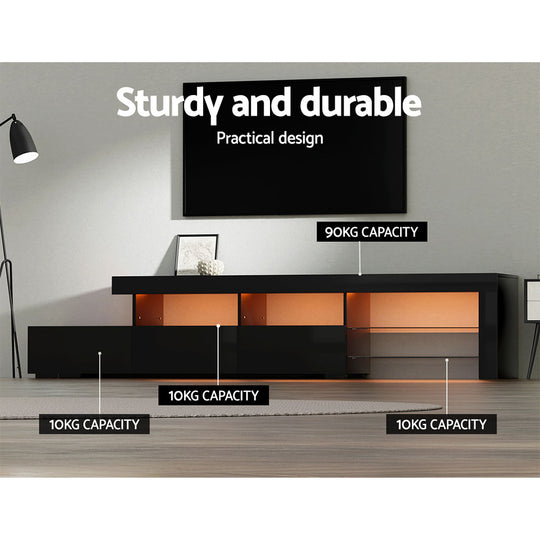 Artiss Entertainment Unit Tv Cabinet Led 215Cm Black Caya