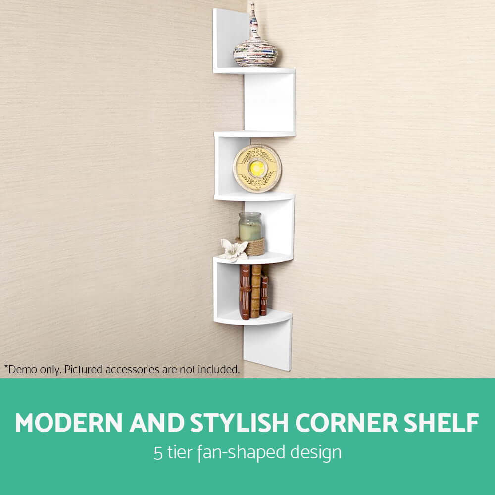 _label_, DSZ Product, feed-cond-new, feed-sl-free shipping, free-shipping, newArtiss Wall Shelf Corner Floating 5 - Tier White - Premium Furniture > Living Room > Side Tables from Artiss ! Shop Online Buy Now at S & D's Value Store Family Business Best Customer Service_label_, DSZ Product, feed-cond-new, feed-sl-free shipping, free-shipping, new