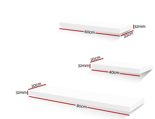 _label_, DSZ Product, feed-cond-new, feed-sl-free shipping, free-shipping, newArtiss Floating Wall Shelf Set Of 3 White - Premium Furniture > Living Room > Bookcases & Shelves from Artiss ! Shop Online Buy Now at S & D's Value Store Family Business Best Customer Service_label_, DSZ Product, feed-cond-new, feed-sl-free shipping, free-shipping, new