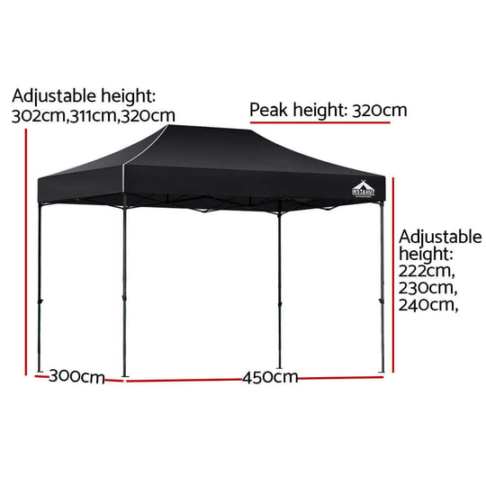 DSZ Product, feed-cond-new, feed-sl-DSZ Freight Payable, newInstahut Gazebo Pop Up Marquee 3 X 4.5M Folding Tent Wedding Outdoor Camping Canopy Gazebos Shade Black - Premium Home & Garden > Shading > Canopies & Gazebos from Instahut ! Shop Online Buy Now at S & D's Value Store Family Business Best Customer ServiceDSZ Product, feed-cond-new, feed-sl-DSZ Freight Payable, new