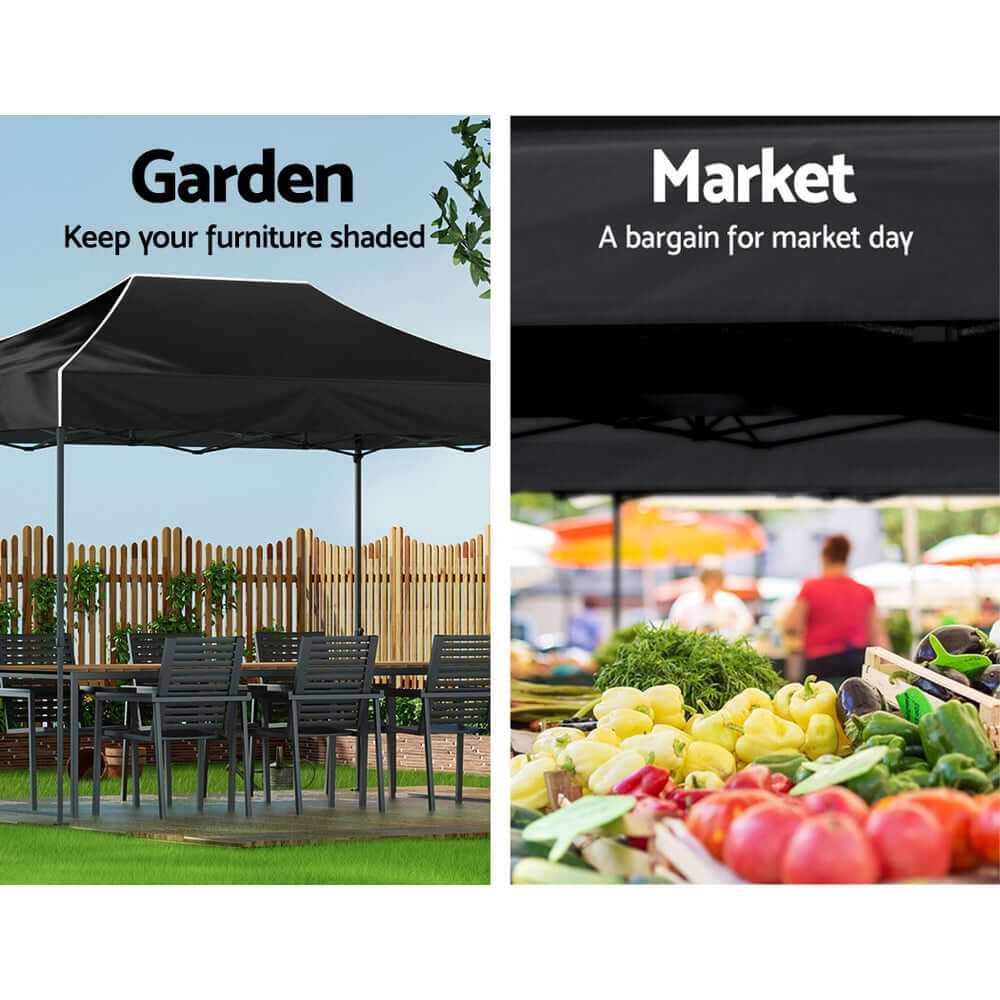 DSZ Product, feed-cond-new, feed-sl-DSZ Freight Payable, newInstahut Gazebo Pop Up Marquee 3 X 4.5M Folding Tent Wedding Outdoor Camping Canopy Gazebos Shade Black - Premium Home & Garden > Shading > Canopies & Gazebos from Instahut ! Shop Online Buy Now at S & D's Value Store Family Business Best Customer ServiceDSZ Product, feed-cond-new, feed-sl-DSZ Freight Payable, new