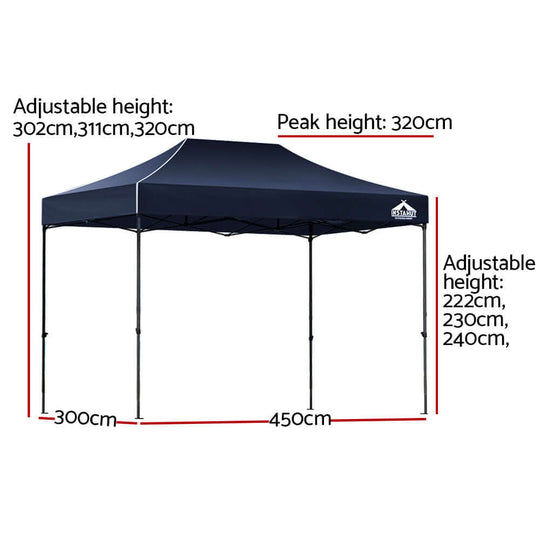 DSZ Product, feed-cond-new, feed-sl-DSZ Freight Payable, newInstahut Gazebo Pop Up 3 X 4.5M W/Base Podx4 Marquee Folding Outdoor Wedding Camping Tent Shade Canopy Navy - Premium Home & Garden > Shading > Canopies & Gazebos from Instahut ! Shop Online Buy Now at S & D's Value Store Family Business Best Customer ServiceDSZ Product, feed-cond-new, feed-sl-DSZ Freight Payable, new