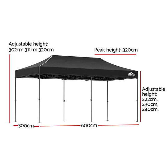 DSZ Product, feed-cond-new, feed-sl-DSZ Freight Payable, newInstahut Gazebo Pop Up Marquee 3 X 6M Folding Tent Wedding Outdoor Camping Canopy Gazebos Shade Black - Premium Home & Garden > Shading > Canopies & Gazebos from Instahut ! Shop Online Buy Now at S & D's Value Store Family Business Best Customer ServiceDSZ Product, feed-cond-new, feed-sl-DSZ Freight Payable, new