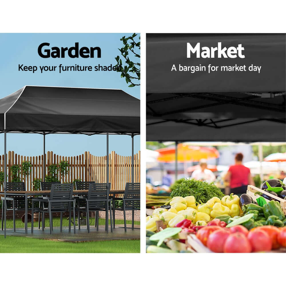 DSZ Product, feed-cond-new, feed-sl-DSZ Freight Payable, newInstahut Gazebo Pop Up Marquee 3 X 6M Folding Tent Wedding Outdoor Camping Canopy Gazebos Shade Black - Premium Home & Garden > Shading > Canopies & Gazebos from Instahut ! Shop Online Buy Now at S & D's Value Store Family Business Best Customer ServiceDSZ Product, feed-cond-new, feed-sl-DSZ Freight Payable, new