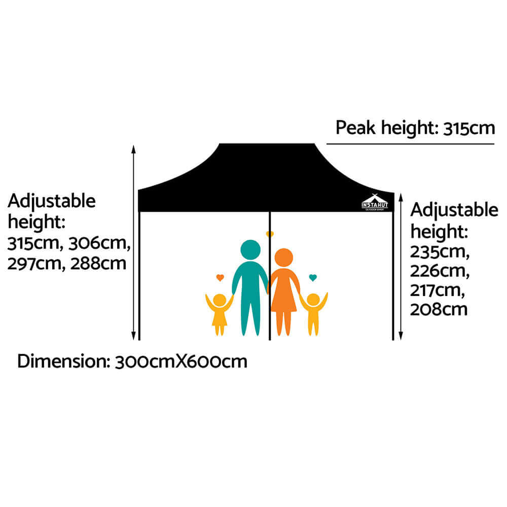 DSZ Product, feed-cond-new, feed-sl-DSZ Freight Payable, newInstahut Gazebo Pop Up 3 X 6M W/Base Podx4 Marquee Folding Outdoor Wedding Camping Tent Shade Canopy Black - Premium Home & Garden > Shading > Canopies & Gazebos from Instahut ! Shop Online Buy Now at S & D's Value Store Family Business Best Customer ServiceDSZ Product, feed-cond-new, feed-sl-DSZ Freight Payable, new