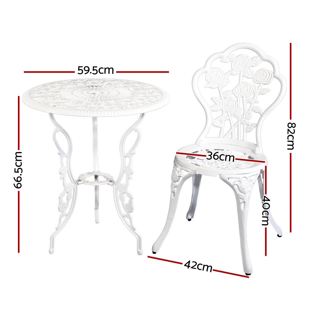 DSZ Product, feed-cond-new, feed-sl-DSZ Freight Payable, newGardeon 3Pc Outdoor Setting Bistro Set Chairs Table Cast Aluminum Patio Furniture Rose White - Premium Furniture > Outdoor > Outdoor Chairs from Gardeon ! Shop Online Buy Now at S & D's Value Store Family Business Best Customer ServiceDSZ Product, feed-cond-new, feed-sl-DSZ Freight Payable, new