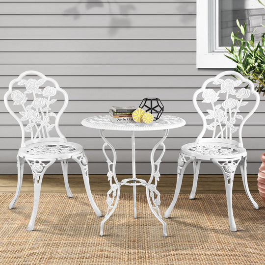 DSZ Product, feed-cond-new, feed-sl-DSZ Freight Payable, newGardeon 3Pc Outdoor Setting Bistro Set Chairs Table Cast Aluminum Patio Furniture Rose White - Premium Furniture > Outdoor > Outdoor Chairs from Gardeon ! Shop Online Buy Now at S & D's Value Store Family Business Best Customer ServiceDSZ Product, feed-cond-new, feed-sl-DSZ Freight Payable, new