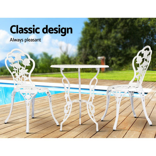 DSZ Product, feed-cond-new, feed-sl-DSZ Freight Payable, newGardeon 3Pc Outdoor Setting Bistro Set Chairs Table Cast Aluminum Patio Furniture Rose White - Premium Furniture > Outdoor > Outdoor Chairs from Gardeon ! Shop Online Buy Now at S & D's Value Store Family Business Best Customer ServiceDSZ Product, feed-cond-new, feed-sl-DSZ Freight Payable, new