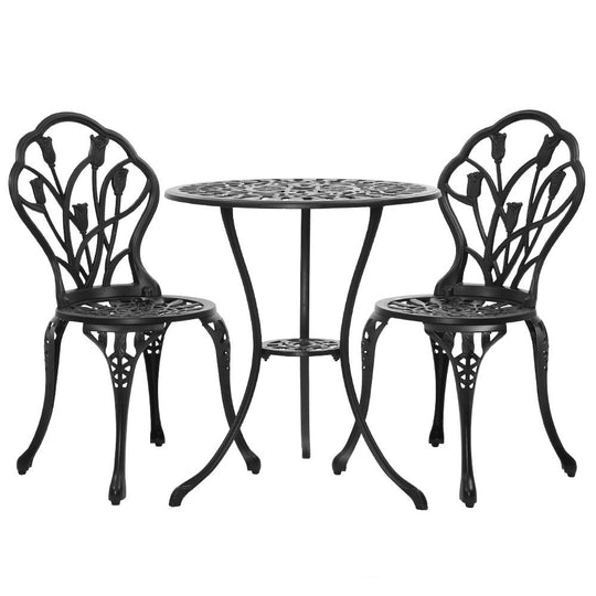 DSZ Product, feed-cond-new, feed-sl-DSZ Freight Payable, newGardeon 3Pc Outdoor Setting Bistro Set Chairs Table Cast Aluminum Patio Furniture Tulip Black - Premium Furniture > Outdoor > Outdoor Chairs from Gardeon ! Shop Online Buy Now at S & D's Value Store Family Business Best Customer ServiceDSZ Product, feed-cond-new, feed-sl-DSZ Freight Payable, new