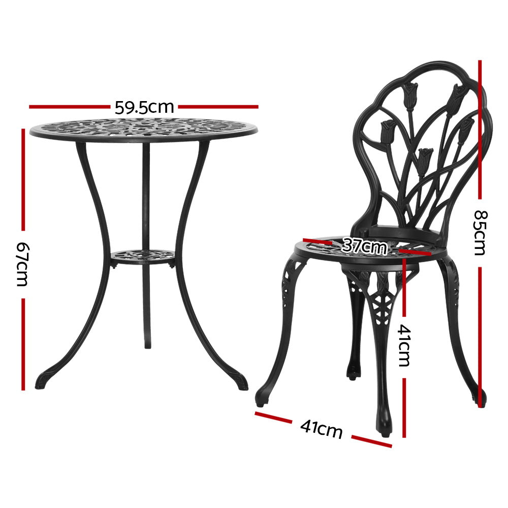 DSZ Product, feed-cond-new, feed-sl-DSZ Freight Payable, newGardeon 3Pc Outdoor Setting Bistro Set Chairs Table Cast Aluminum Patio Furniture Tulip Black - Premium Furniture > Outdoor > Outdoor Chairs from Gardeon ! Shop Online Buy Now at S & D's Value Store Family Business Best Customer ServiceDSZ Product, feed-cond-new, feed-sl-DSZ Freight Payable, new