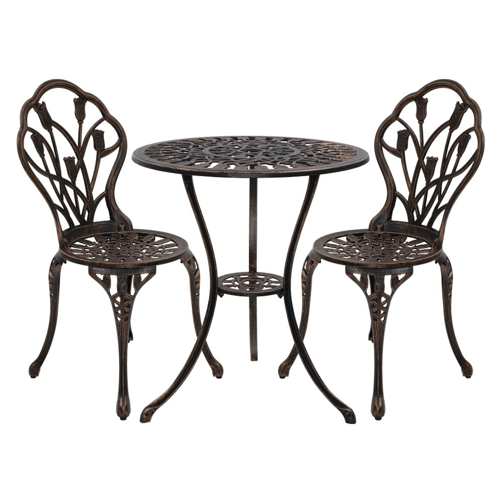 DSZ Product, feed-cond-new, feed-sl-DSZ Freight Payable, newGardeon 3Pc Outdoor Setting Bistro Set Chairs Table Cast Aluminum Patio Furniture Tulip Bronze - Premium Furniture > Outdoor > Outdoor Chairs from Gardeon ! Shop Online Buy Now at S & D's Value Store Family Business Best Customer ServiceDSZ Product, feed-cond-new, feed-sl-DSZ Freight Payable, new