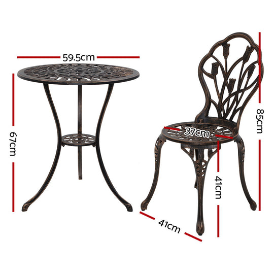 DSZ Product, feed-cond-new, feed-sl-DSZ Freight Payable, newGardeon 3Pc Outdoor Setting Bistro Set Chairs Table Cast Aluminum Patio Furniture Tulip Bronze - Premium Furniture > Outdoor > Outdoor Chairs from Gardeon ! Shop Online Buy Now at S & D's Value Store Family Business Best Customer ServiceDSZ Product, feed-cond-new, feed-sl-DSZ Freight Payable, new