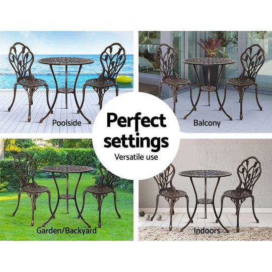 DSZ Product, feed-cond-new, feed-sl-DSZ Freight Payable, newGardeon 3Pc Outdoor Setting Bistro Set Chairs Table Cast Aluminum Patio Furniture Tulip Bronze - Premium Furniture > Outdoor > Outdoor Chairs from Gardeon ! Shop Online Buy Now at S & D's Value Store Family Business Best Customer ServiceDSZ Product, feed-cond-new, feed-sl-DSZ Freight Payable, new