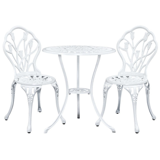 DSZ Product, feed-cond-new, feed-sl-DSZ Freight Payable, newGardeon 3Pc Outdoor Setting Bistro Set Chairs Table Cast Aluminum Patio Furniture Tulip White - Premium Furniture > Outdoor > Outdoor Chairs from Gardeon ! Shop Online Buy Now at S & D's Value Store Family Business Best Customer ServiceDSZ Product, feed-cond-new, feed-sl-DSZ Freight Payable, new