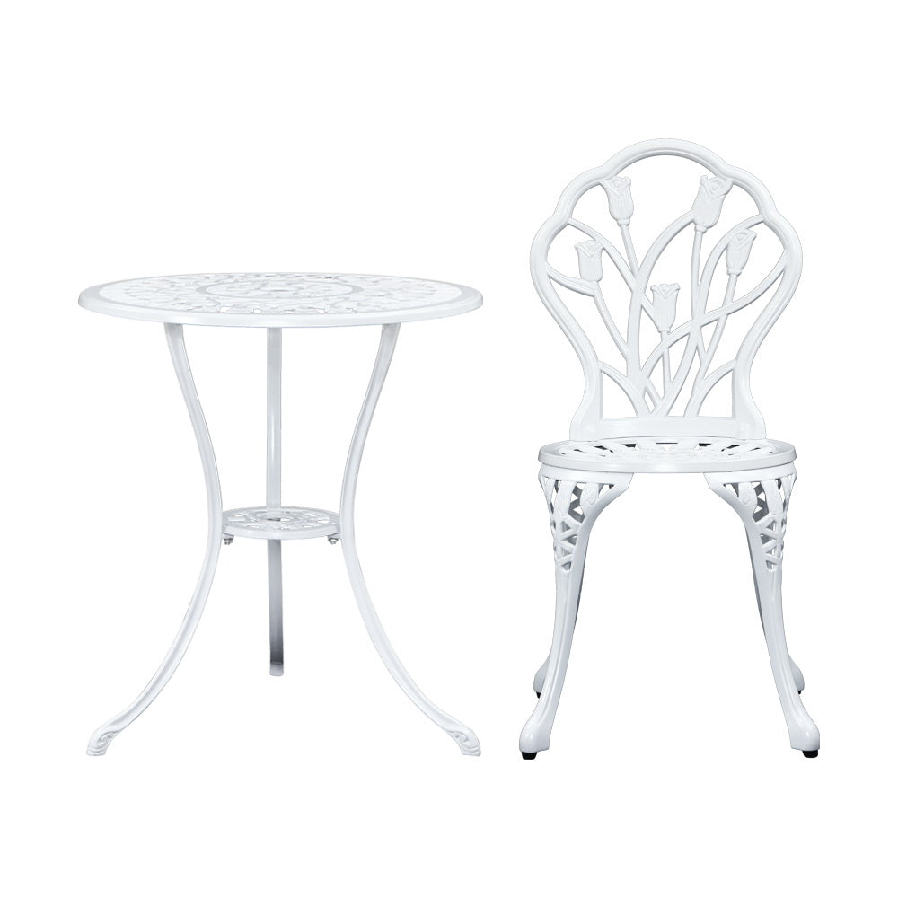 DSZ Product, feed-cond-new, feed-sl-DSZ Freight Payable, newGardeon 3Pc Outdoor Setting Bistro Set Chairs Table Cast Aluminum Patio Furniture Tulip White - Premium Furniture > Outdoor > Outdoor Chairs from Gardeon ! Shop Online Buy Now at S & D's Value Store Family Business Best Customer ServiceDSZ Product, feed-cond-new, feed-sl-DSZ Freight Payable, new