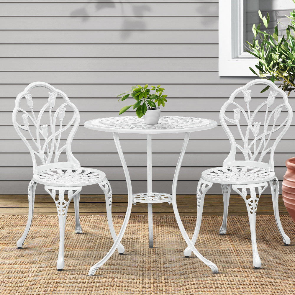 DSZ Product, feed-cond-new, feed-sl-DSZ Freight Payable, newGardeon 3Pc Outdoor Setting Bistro Set Chairs Table Cast Aluminum Patio Furniture Tulip White - Premium Furniture > Outdoor > Outdoor Chairs from Gardeon ! Shop Online Buy Now at S & D's Value Store Family Business Best Customer ServiceDSZ Product, feed-cond-new, feed-sl-DSZ Freight Payable, new