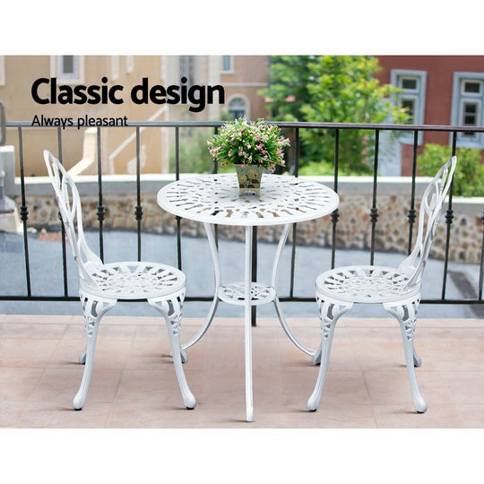 DSZ Product, feed-cond-new, feed-sl-DSZ Freight Payable, newGardeon 3Pc Outdoor Setting Bistro Set Chairs Table Cast Aluminum Patio Furniture Tulip White - Premium Furniture > Outdoor > Outdoor Chairs from Gardeon ! Shop Online Buy Now at S & D's Value Store Family Business Best Customer ServiceDSZ Product, feed-cond-new, feed-sl-DSZ Freight Payable, new