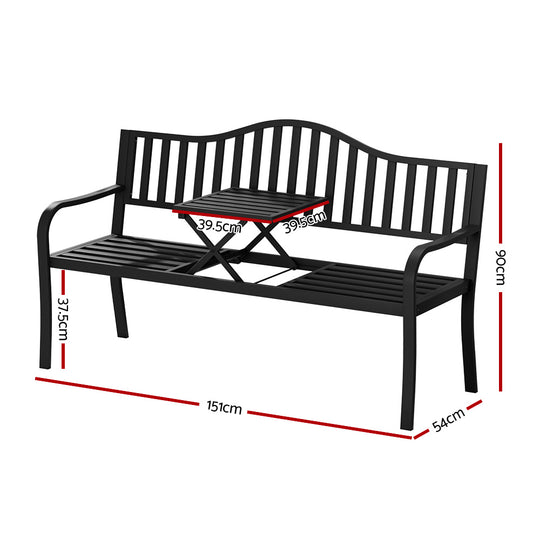 DSZ Product, feed-cond-new, feed-sl-DSZ Freight Payable, newGardeon Outdoor Garden Bench Seat Loveseat Steel Foldable Table Patio Furniture Black - Premium Furniture > Outdoor > Outdoor Chairs from Gardeon ! Shop Online Buy Now at S & D's Value Store Family Business Best Customer ServiceDSZ Product, feed-cond-new, feed-sl-DSZ Freight Payable, new