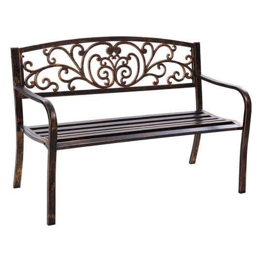 Gardeon bronze garden bench seat with vintage design, perfect for outdoor relaxation in any garden or park.