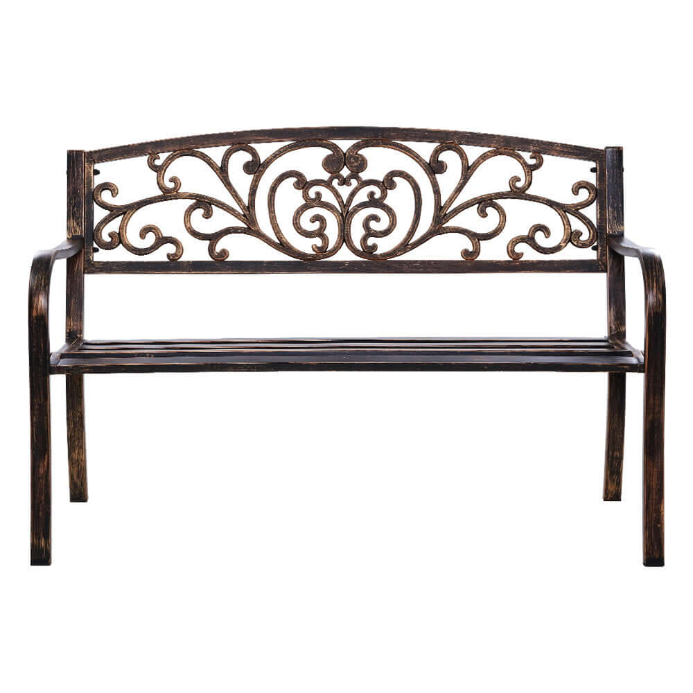 Gardeon 3-seater garden bench in bronze with vintage design, perfect for outdoor spaces and affordable luxury.