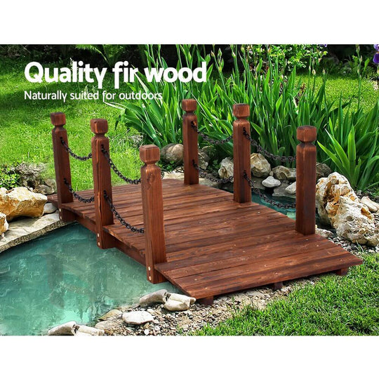 Gardeon outdoor wooden bridge made of quality fir wood, perfect for gardens and water features.