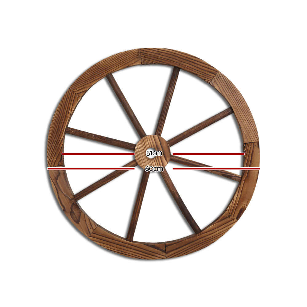 Gardeon Garden Decor Outdoor Ornament 2X Wooden Wagon Wheel