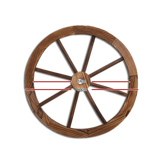 Gardeon Wooden Wagon Wheel 51cm x 60cm, rustic outdoor decor, affordable quality garden ornament.