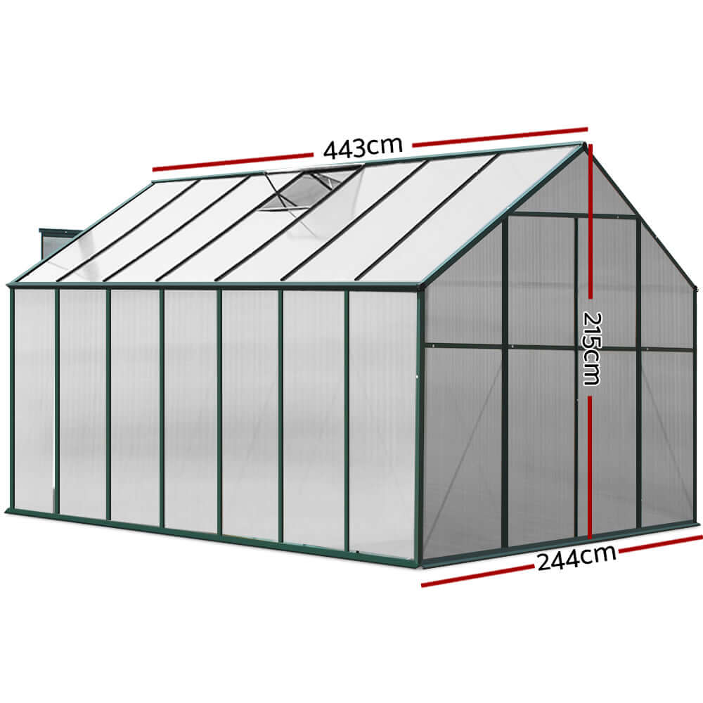 DSZ Product, feed-cond-new, feed-sl-DSZ Freight Payable, newGreenfingers Greenhouse 4.43 X 2.44 X 2.15M Aluminium Polycarbonate Green House Garden Shed - Premium Home & Garden > Greenhouses > Greenhouses & Accessories from Greenfingers ! Shop Online Buy Now at S & D's Value Store Family Business Best Customer ServiceDSZ Product, feed-cond-new, feed-sl-DSZ Freight Payable, new