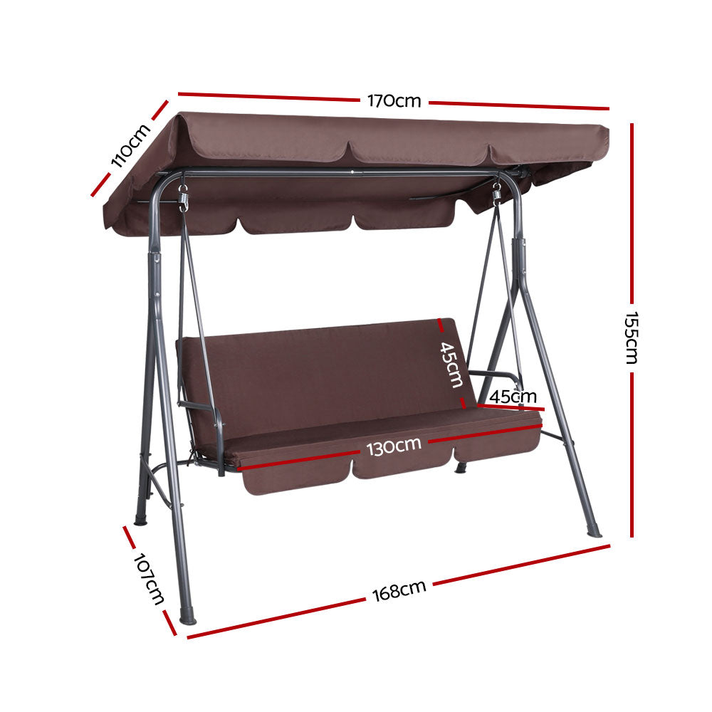 DSZ Product, feed-cond-new, feed-sl-DSZ Freight Payable, newGardeon Outdoor Swing Chair Garden Bench Furniture Canopy 3 Seater Brown - Premium Furniture > Outdoor > Outdoor Chairs from Gardeon ! Shop Online Buy Now at S & D's Value Store Family Business Best Customer ServiceDSZ Product, feed-cond-new, feed-sl-DSZ Freight Payable, new