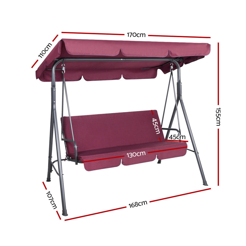 DSZ Product, feed-cond-new, feed-sl-DSZ Freight Payable, newGardeon Outdoor Swing Chair Garden Bench Furniture Canopy 3 Seater Wine Red - Premium Furniture > Outdoor > Outdoor Chairs from Gardeon ! Shop Online Buy Now at S & D's Value Store Family Business Best Customer ServiceDSZ Product, feed-cond-new, feed-sl-DSZ Freight Payable, new