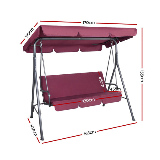 DSZ Product, feed-cond-new, feed-sl-DSZ Freight Payable, newGardeon Outdoor Swing Chair Garden Bench Furniture Canopy 3 Seater Wine Red - Premium Furniture > Outdoor > Outdoor Chairs from Gardeon ! Shop Online Buy Now at S & D's Value Store Family Business Best Customer ServiceDSZ Product, feed-cond-new, feed-sl-DSZ Freight Payable, new