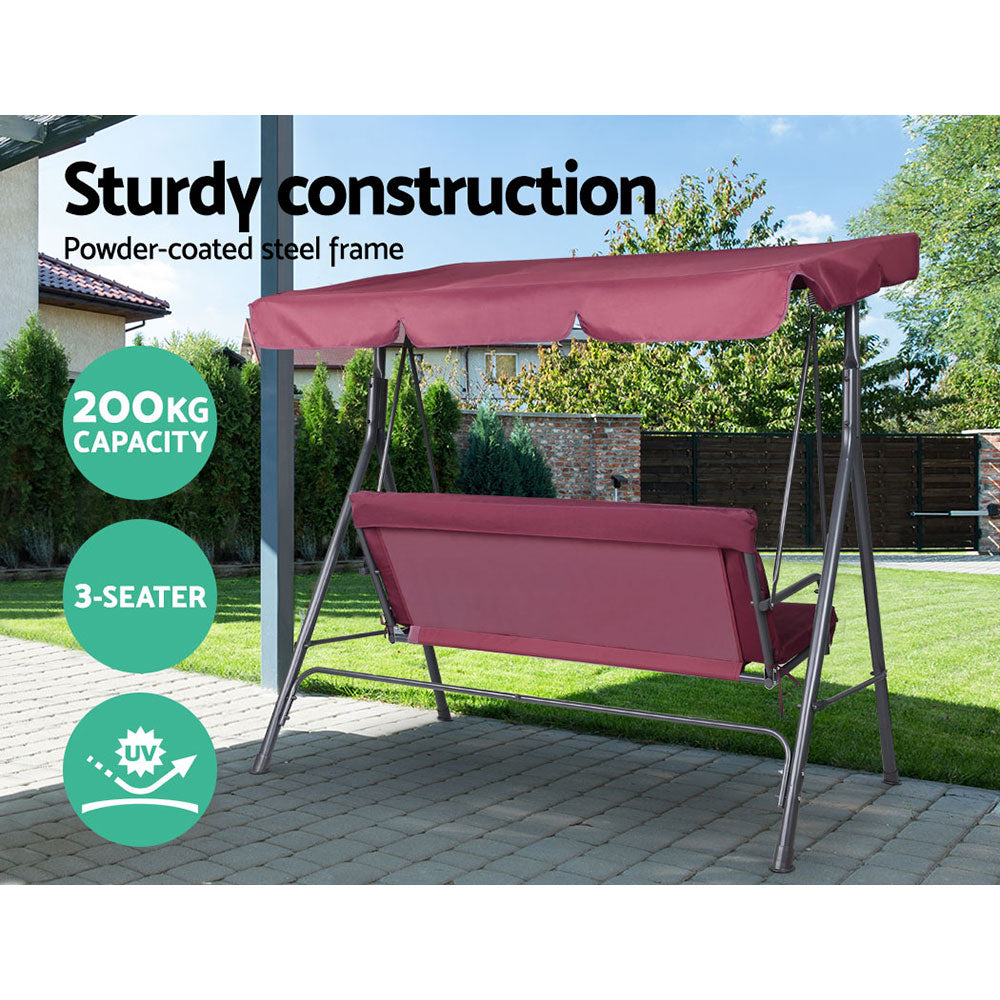 DSZ Product, feed-cond-new, feed-sl-DSZ Freight Payable, newGardeon Outdoor Swing Chair Garden Bench Furniture Canopy 3 Seater Wine Red - Premium Furniture > Outdoor > Outdoor Chairs from Gardeon ! Shop Online Buy Now at S & D's Value Store Family Business Best Customer ServiceDSZ Product, feed-cond-new, feed-sl-DSZ Freight Payable, new