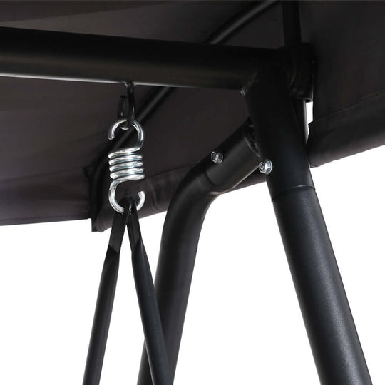 Close-up of Gardeon swing chair's durable steel frame and spring suspension for optimal support and comfort.