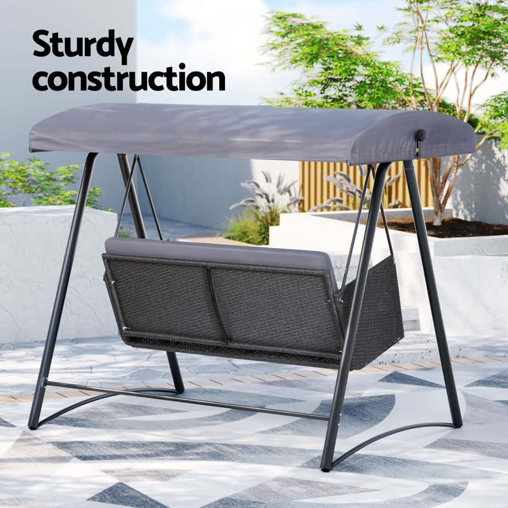 Gardeon 3-seater outdoor swing chair with sturdy construction and canopy for affordable luxury.