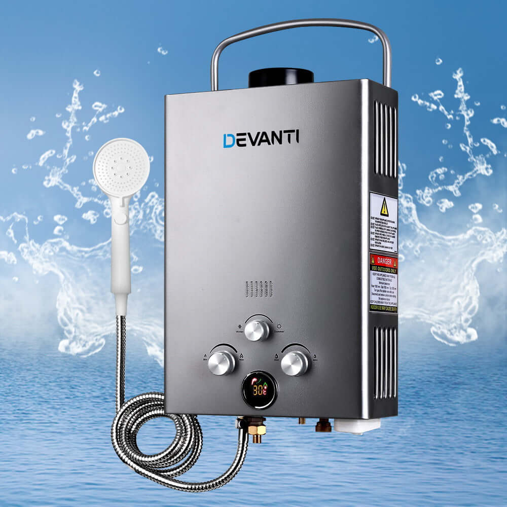 _label_, DSZ Product, feed-cond-new, feed-sl-free shipping, free-shipping, newDevanti Portable Gas Water Heater 8L/Min Lpg System Grey - Premium Outdoor Recreation > Camping > Camping Appliances from Devanti ! Shop Online Buy Now at S & D's Value Store Family Business Best Customer Service_label_, DSZ Product, feed-cond-new, feed-sl-free shipping, free-shipping, new